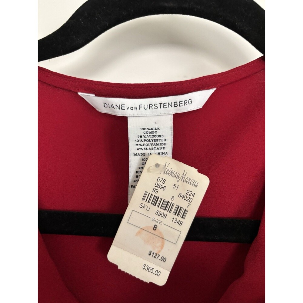Diane Von Furstenberg Crista Pomegranate Black Dress Silk Size 8 - Picture 7 of 12